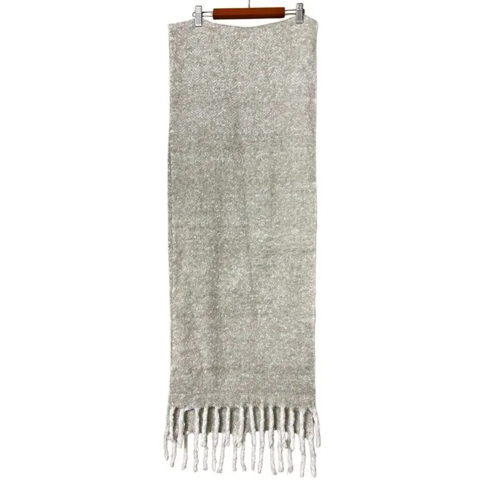 J. Crew Soft herringbone scarf Nantucket Fog wool blend new